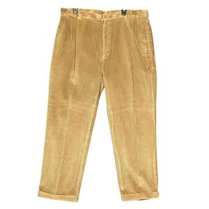 Jos A Bank Corduroy Pants Mens 40x29 Pleated Front Beige‎ Cotton Trousers